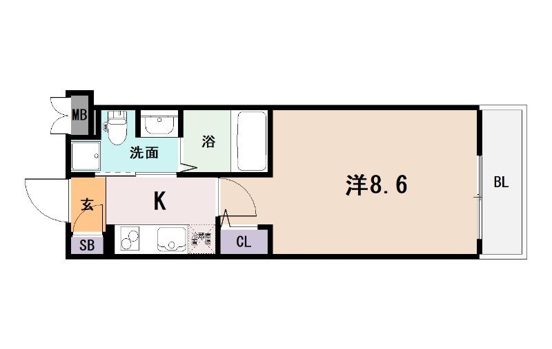 MSマンション長栄寺(1K/2階)の間取り写真