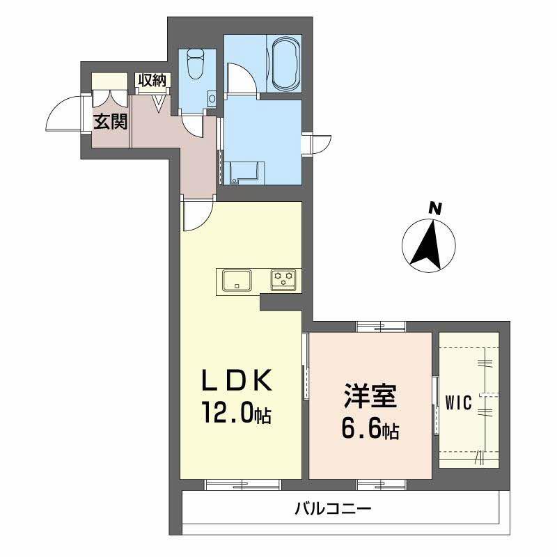 MOANA GARDEN 水前寺(1LDK/4階)の間取り写真