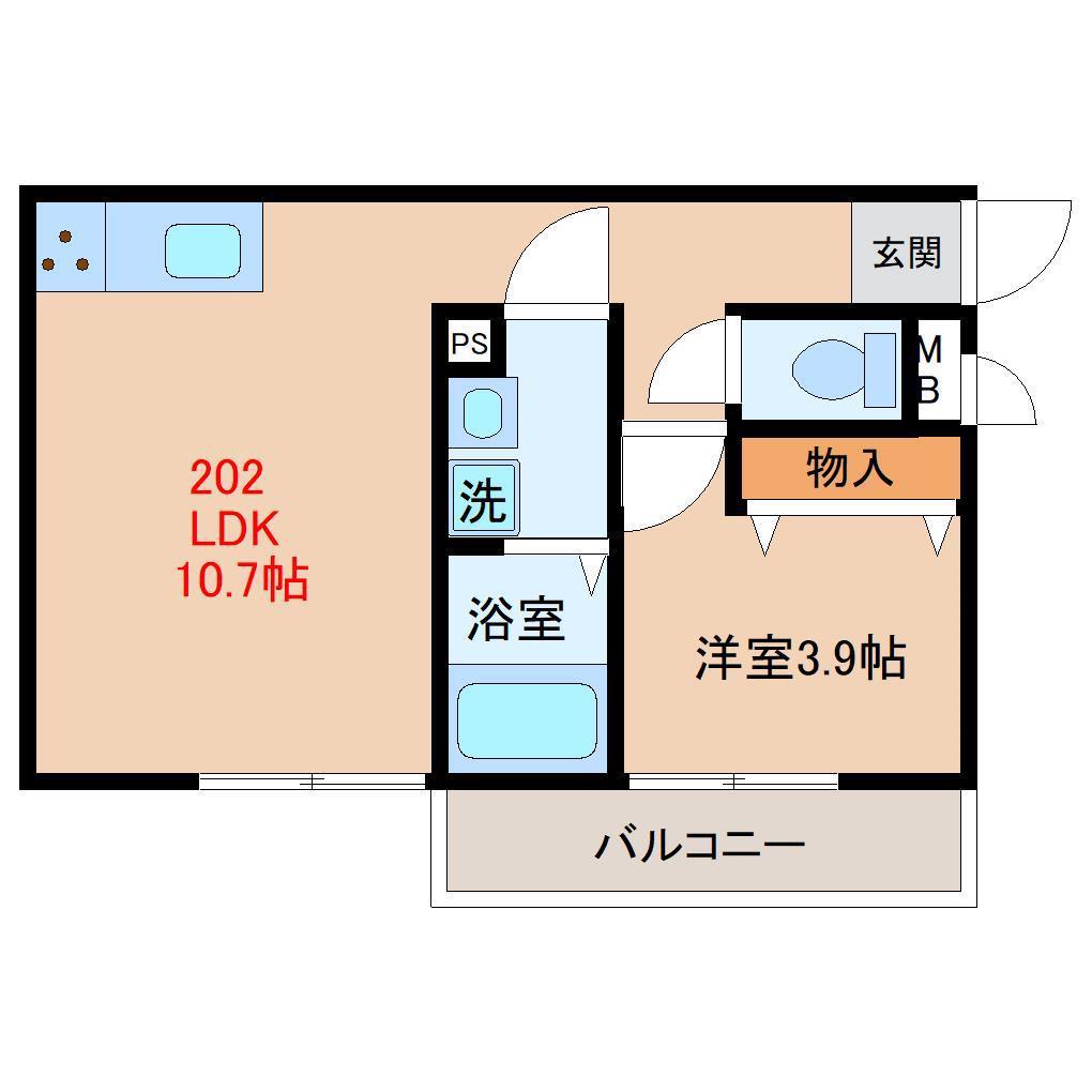 ルアーナみやのぎ(1LDK/2階)の間取り写真
