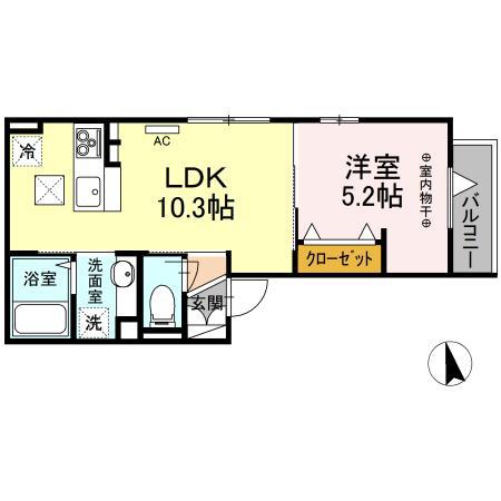 ロイジェント蒲田(1LDK/3階)の間取り写真