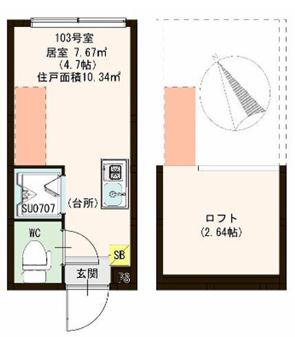 ハーモニーテラス泉町IV(ワンルーム/1階)の間取り写真