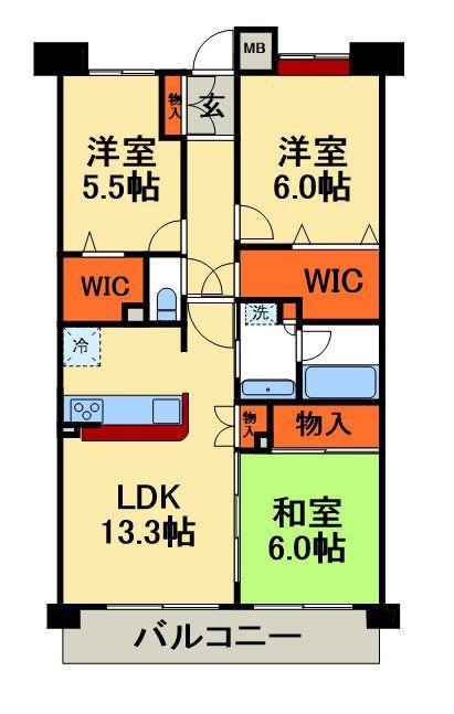 INSURANCE BLDG.VIII(3LDK/1階)の間取り写真