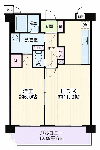 ハートレィ大師(1LDK/5階)の間取り写真