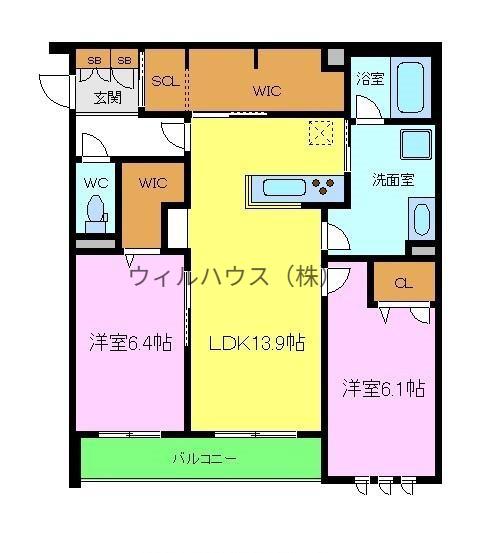ARIETTA 東三国ヶ丘(2LDK/3階)の間取り写真