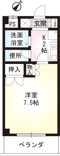 村野旭が丘ビル(1K/4階)の間取り写真