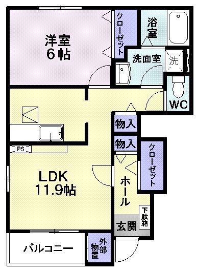 フォレストヴィラ(1LDK/1階)の間取り写真