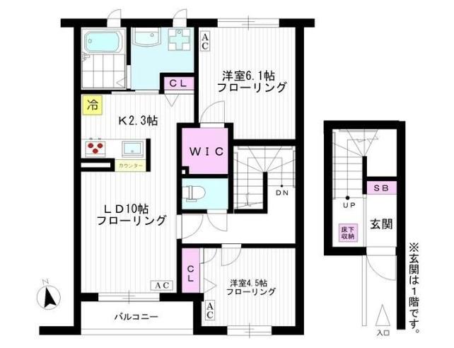 北山ヴィレッジG棟(2LDK/2階)の間取り写真