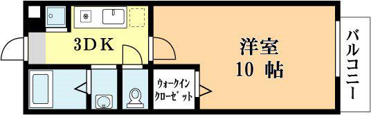 ラ・コリーヌI(1K/1階)の間取り写真