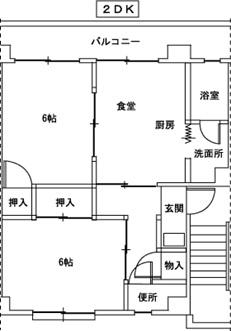 サンフレーア細工町(2DK/3階)の間取り写真