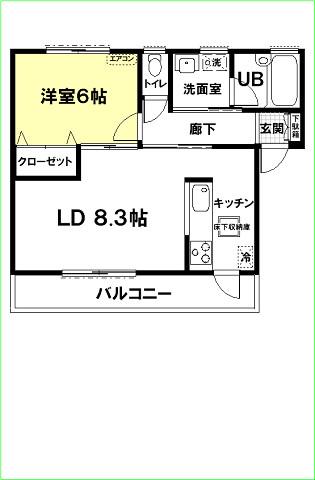 アーバニズム62B(1LDK/1階)の間取り写真