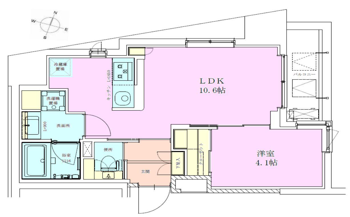 恵比寿レジデンス参番館(1LDK/6階)の間取り写真
