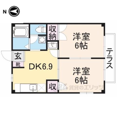 シャトレー富堂(2DK/1階)の間取り写真