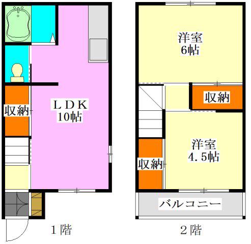 エクセル飯山満A棟(2LDK/1階)の間取り写真