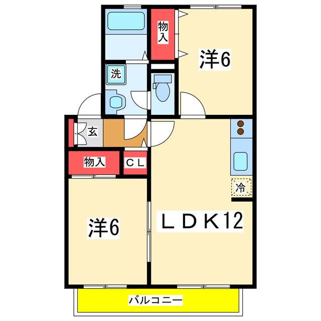 クレールコート(2LDK/2階)の間取り写真