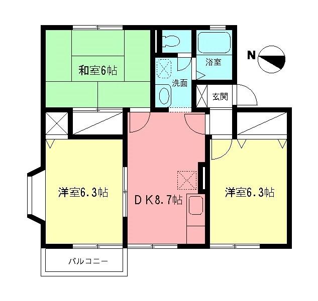 ルミエールケー2(3DK/2階)の間取り写真