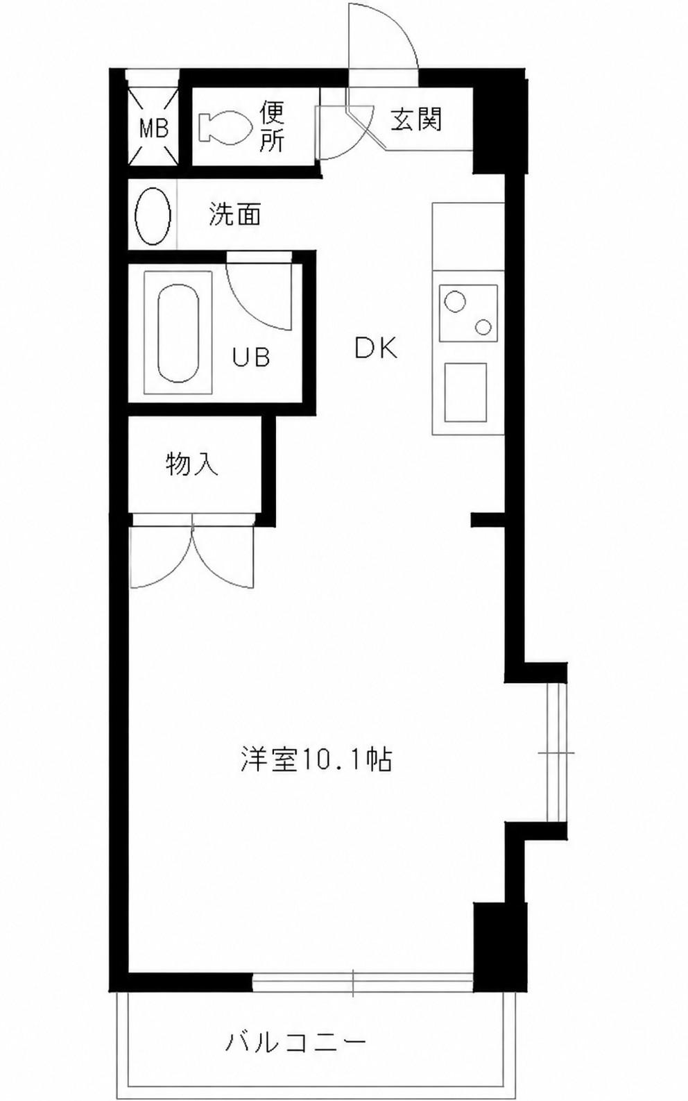 ルミエール牛田本町(1K/4階)の間取り写真