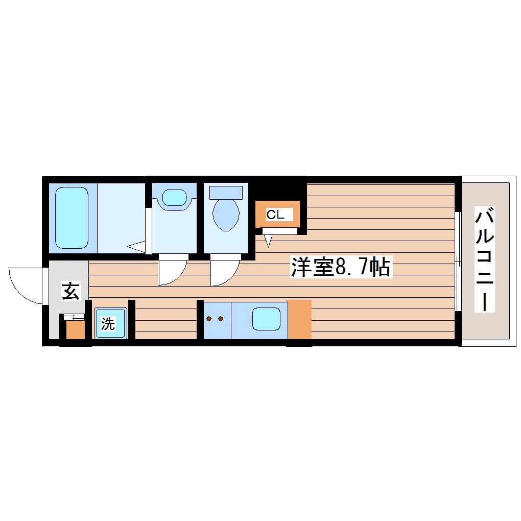 ルミナス長町(ワンルーム/2階)の間取り写真