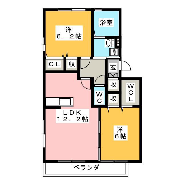 レジデンスY(2LDK/2階)の間取り写真