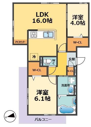 D-RESIDENCE上甲子園(2LDK/2階)の間取り写真
