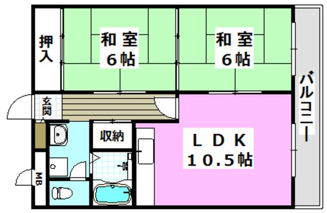 グランデ-ジ英(2LDK/2階)の間取り写真
