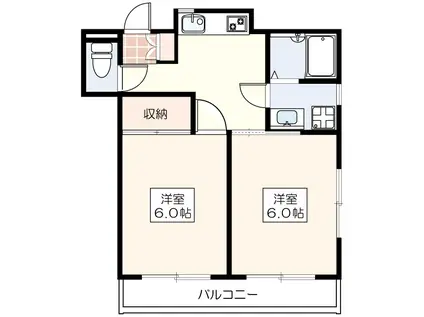 アーバン武蔵野(2K/2階)の間取り写真