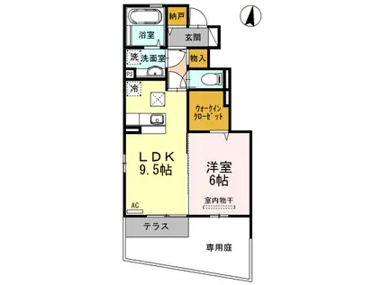 スズカゼ B103(1LDK/1階)の間取り写真
