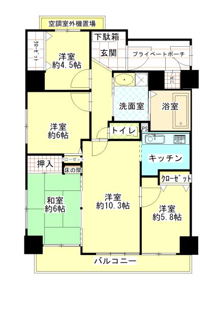 サンシティ城見(4LDK/3階)の間取り写真