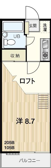 西武新宿線 花小金井駅 徒歩8分 2階建 築34年(1K/1階)の間取り写真