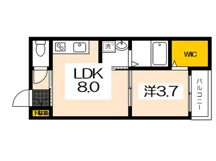 K39クラージュ山陽園(1LDK/1階)の間取り写真