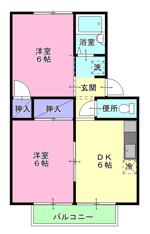 アーバン中須賀(2DK/1階)の間取り写真