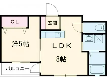 ティーレグノ羽犬塚 A棟(1LDK/3階)の間取り写真