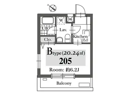 マリアージュヴァンティアン(1K/2階)の間取り写真