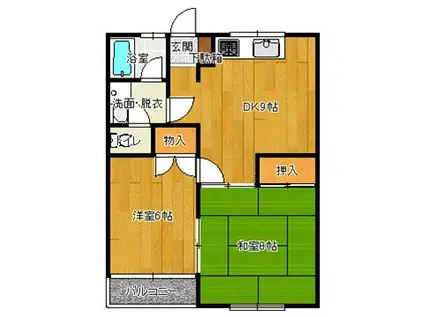 コーポ扇屋 北棟(2DK/2階)の間取り写真