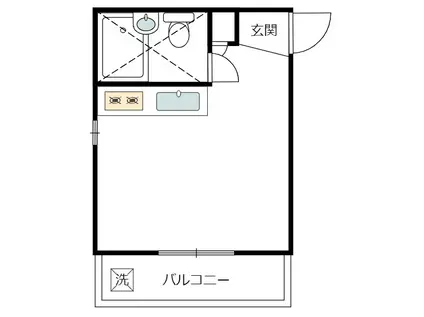 ベルビュー磯子(ワンルーム/2階)の間取り写真
