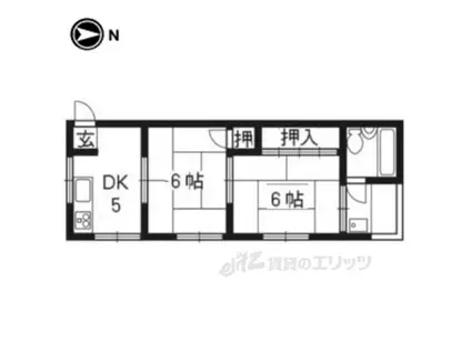 御陵ハイツ(2K/2階)の間取り写真