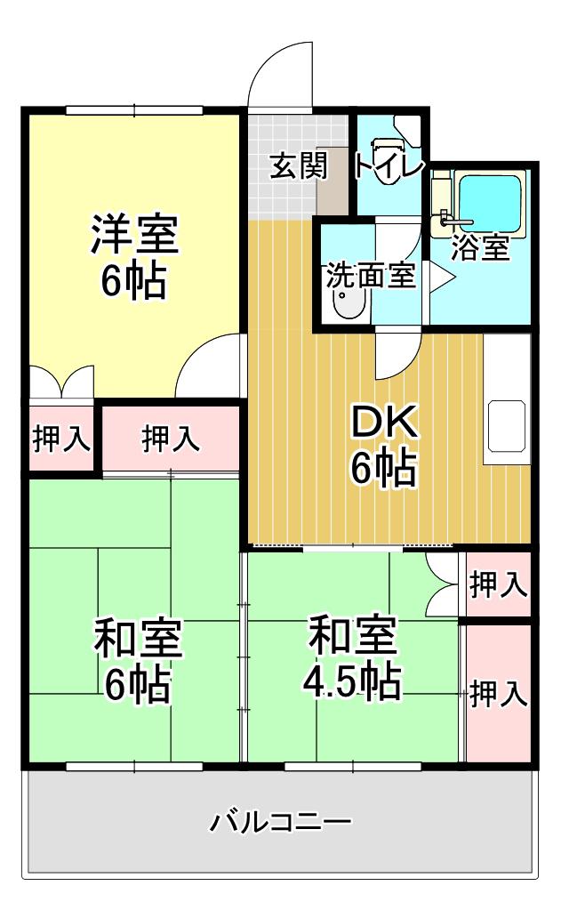森高マンション(3DK/3階)の間取り写真