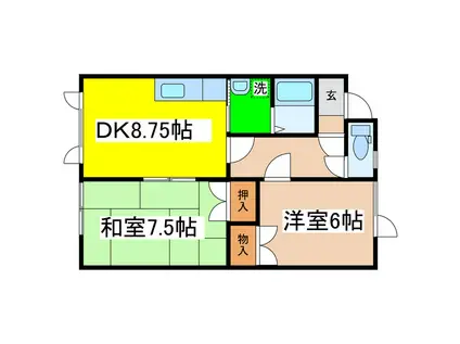 メゾン小間(2DK/1階)の間取り写真