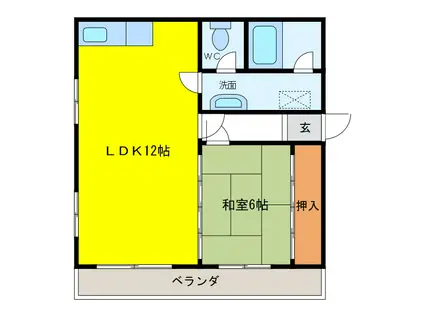 小松里マンション(1LDK/4階)の間取り写真