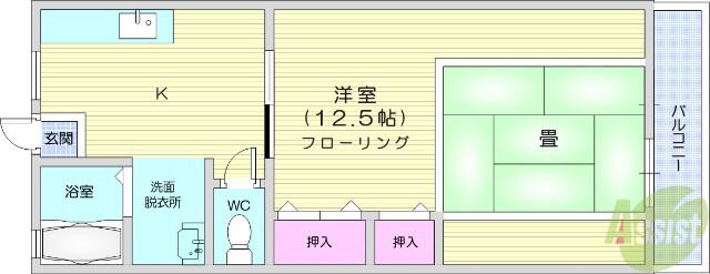 コーポKS(1K/2階)の間取り写真