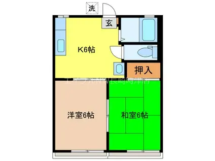 岡村アパート(2DK/2階)の間取り写真