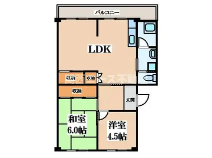 ペア大東朋来団地35棟(2LDK/4階)の間取り写真