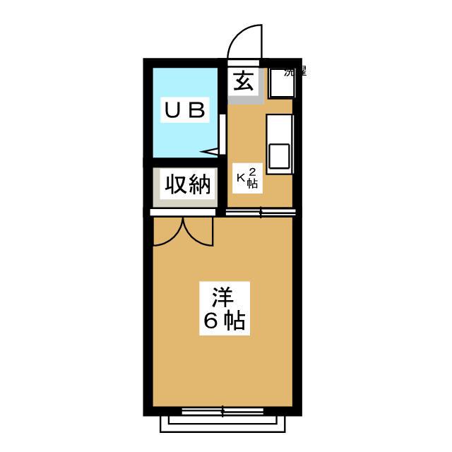 ホトコーポB(1K/1階)の間取り写真