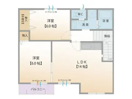 パークメゾンI(2LDK/2階)の間取り写真