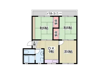 旭ハイツ(3DK/2階)の間取り写真