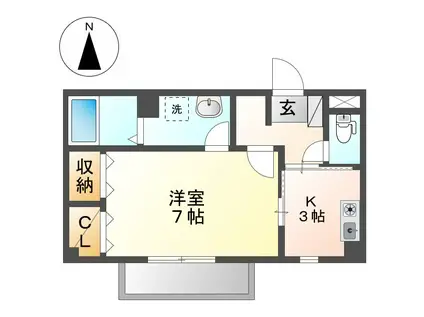 ラ・ポルト(1K/2階)の間取り写真