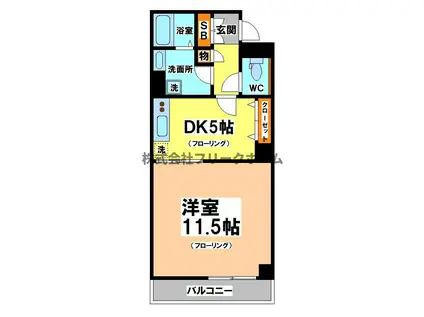 ボナール松庵(1DK/1階)の間取り写真