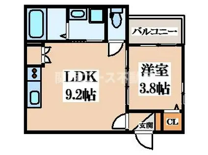 ルミエール若江岩田(1LDK/3階)の間取り写真