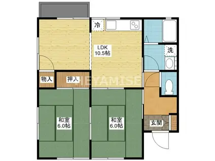 コーポ山下III(2LDK/1階)の間取り写真