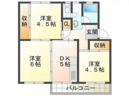 ビレッジハウス笹川11号棟(3DK/1階)の間取り写真