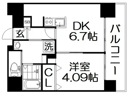 FLAT HOSHIDA(1DK/4階)の間取り写真
